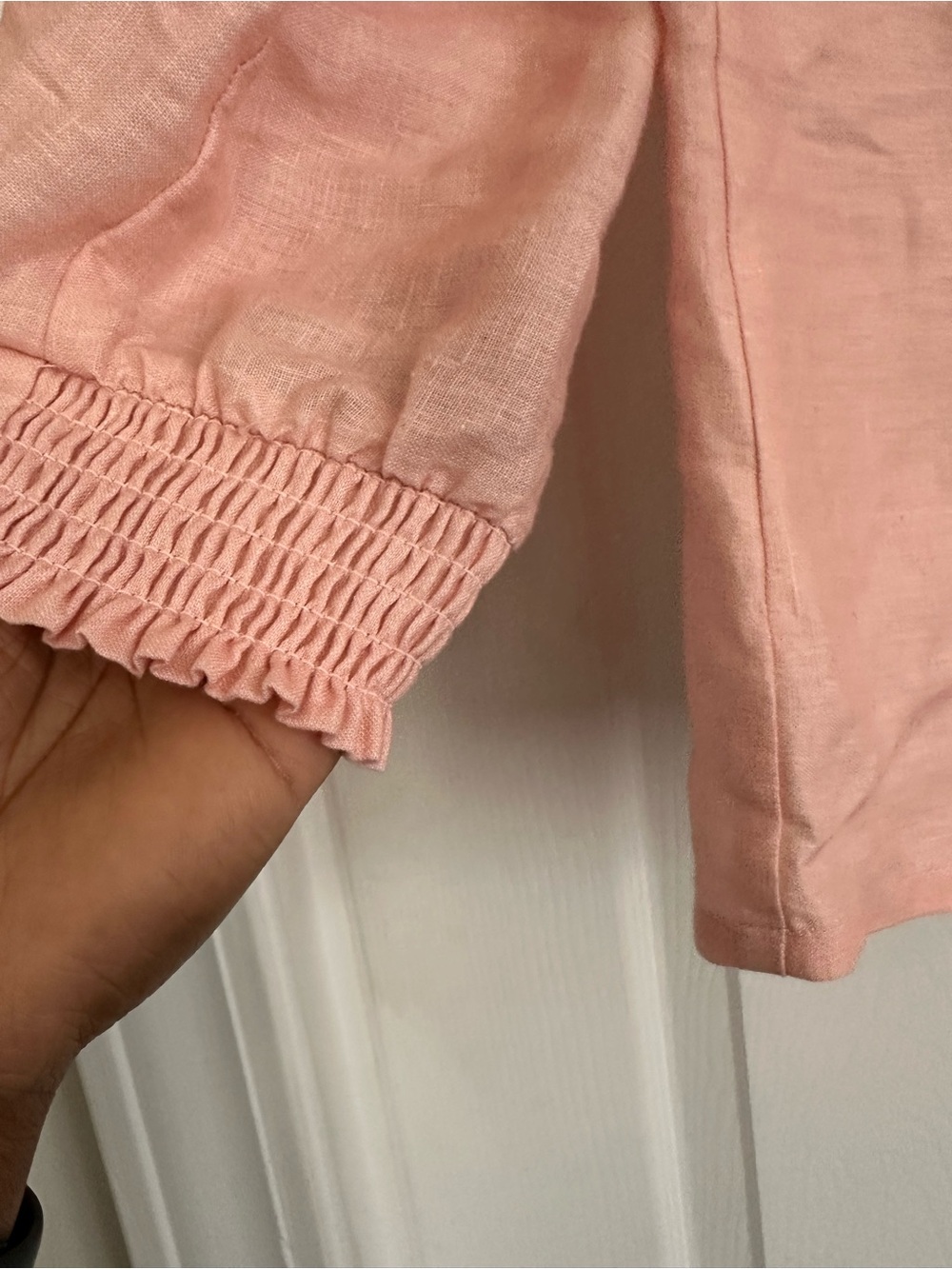 Boden Alicia Linen Top Pink Bird Strawberry Print | US 8 - Picture 3 of 11